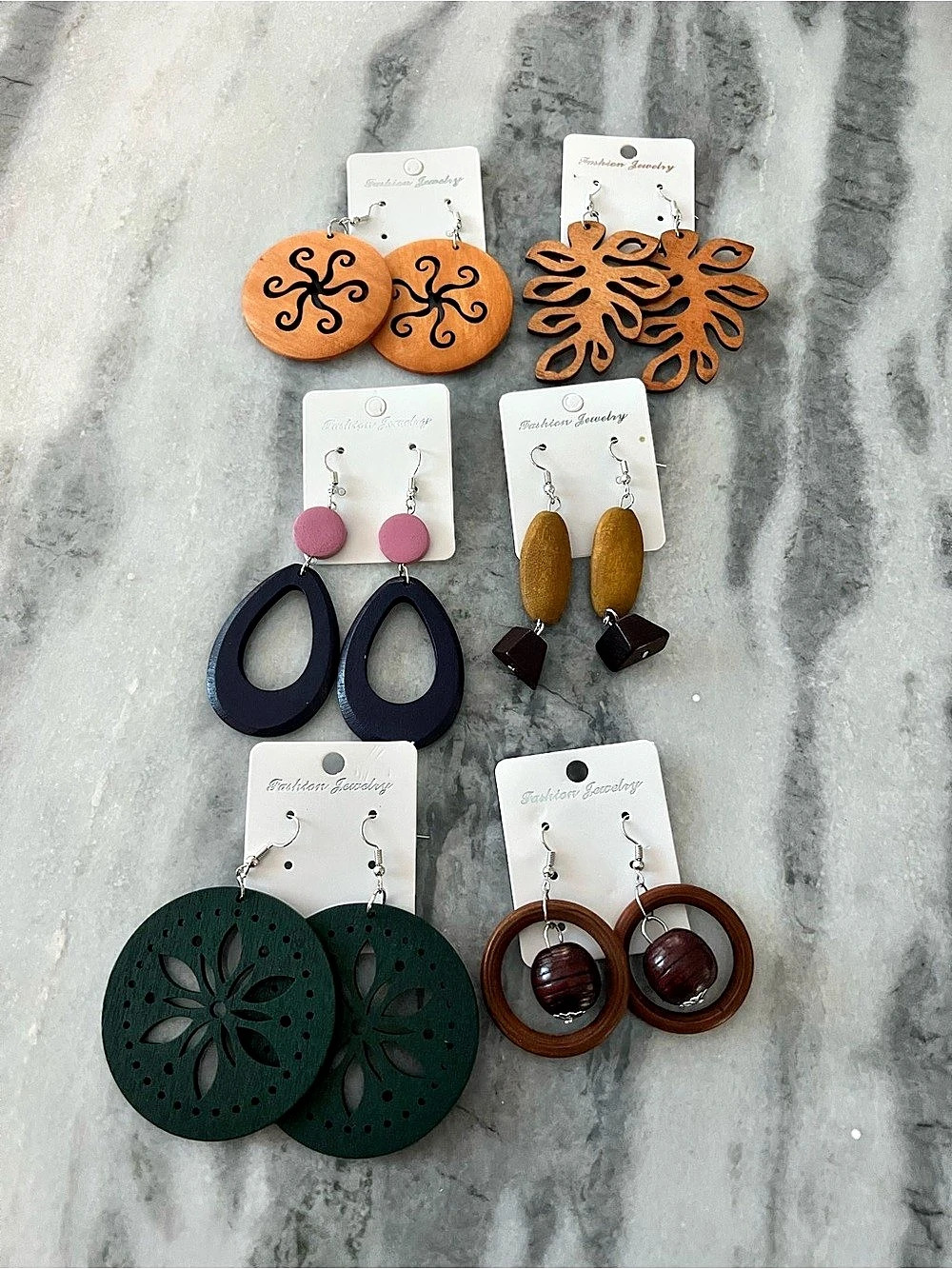 Statement Earrings Set Brown & Green